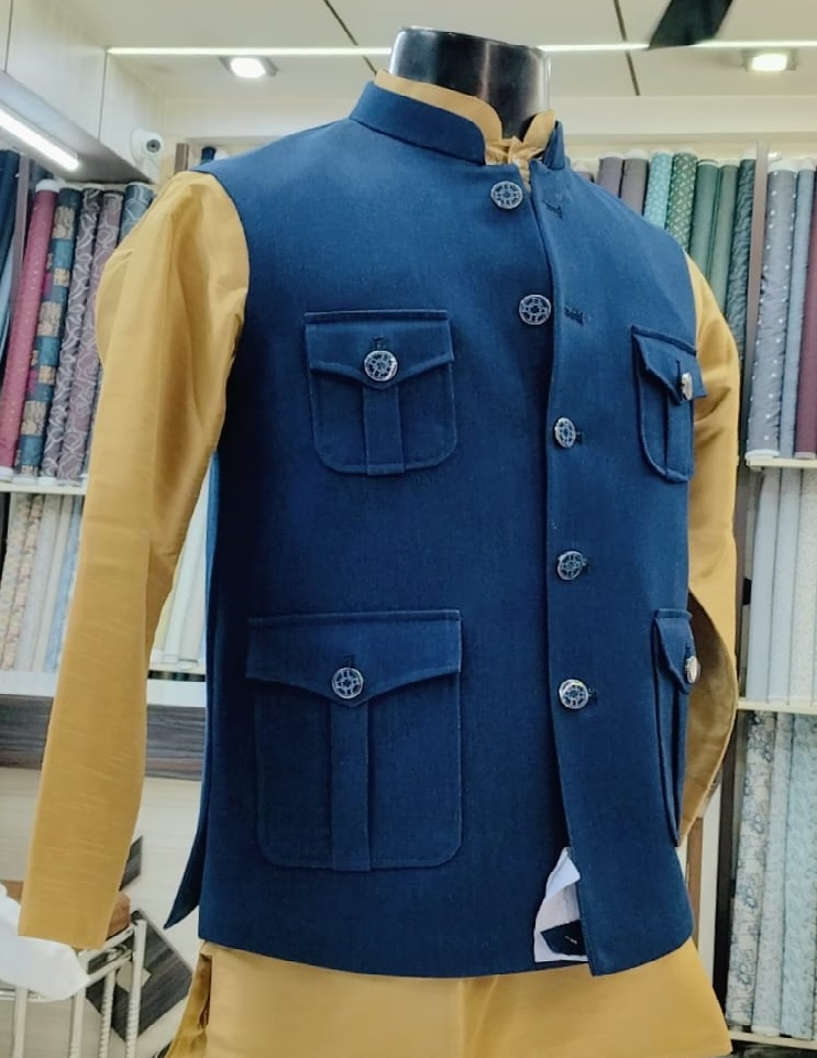 Navy Blue Safari Suit – New Alap Men's Wear Ahmedabad