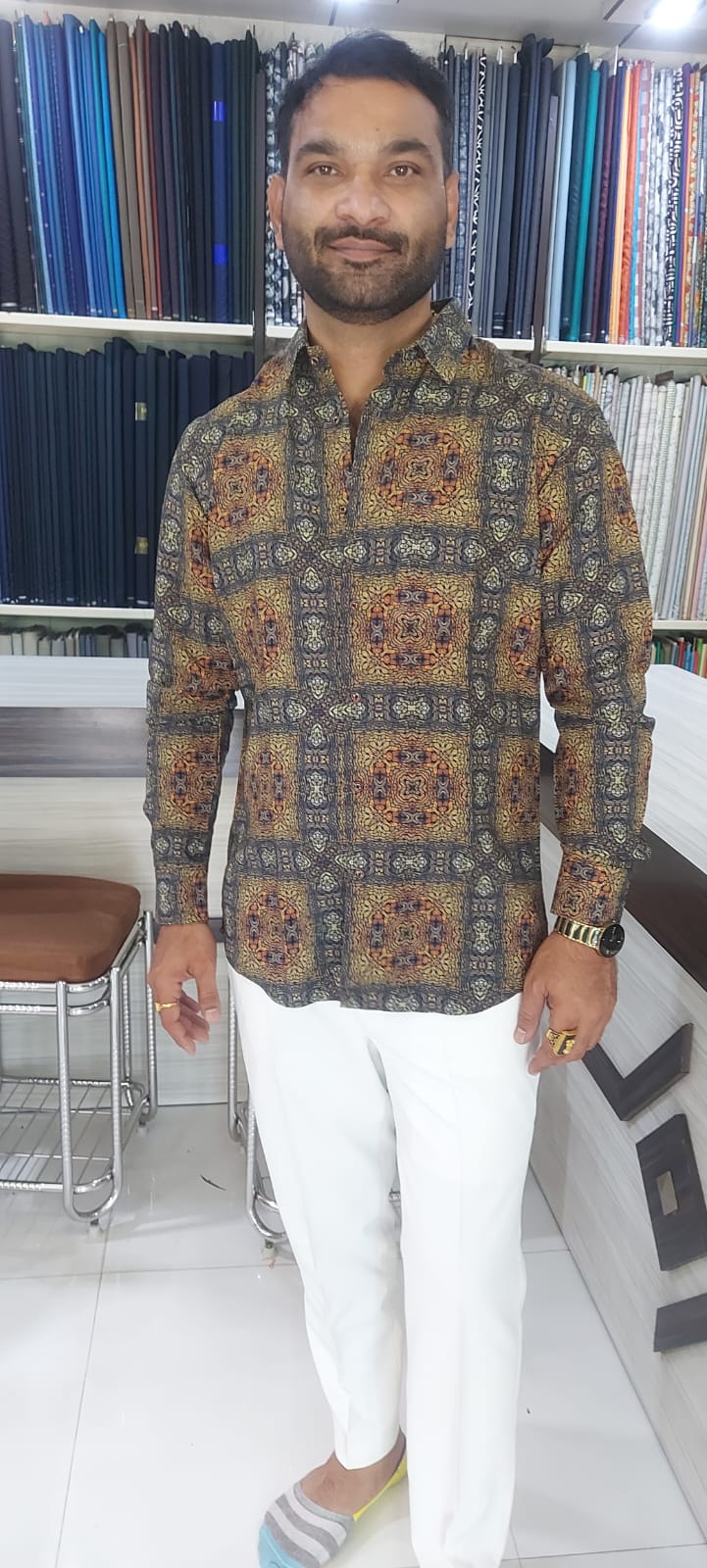 Gold Printed Casual Shirt – New Alap Ahmedabad